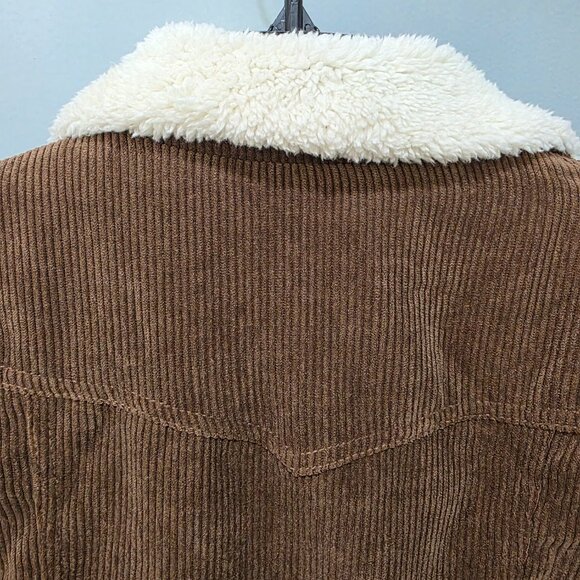 Ashley NWT M Brown Corduroy Jacket Sherpa Lined Fleece Trucker Coat Cozy - Picture 10 of 11